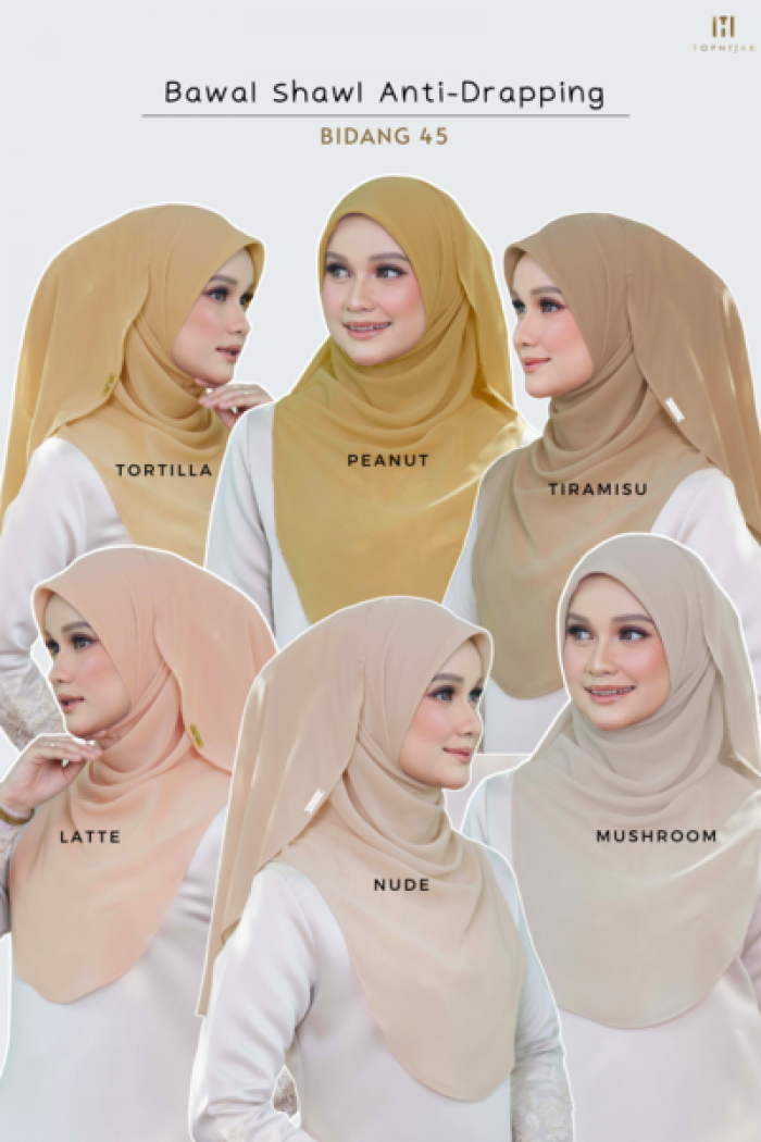 NUDE - BAWAL SHAWL ANTI DRAPPING BIDANG 45
